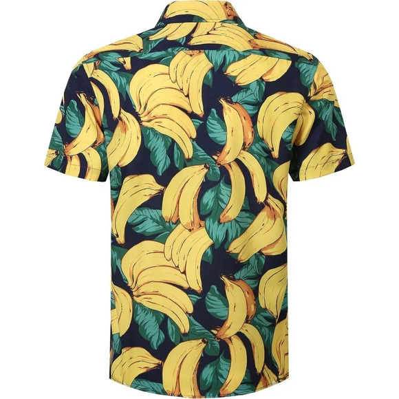 ❤️Men Yellow  Short Sleeve Button Down Casual Beach Tropical Holiday Shirts - Picture 2 of 6